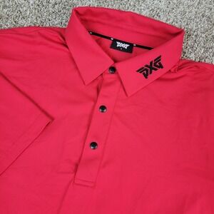 PXG Mens Small Solid Red Snap Performance Stretch Golf Polo Short Sleeve